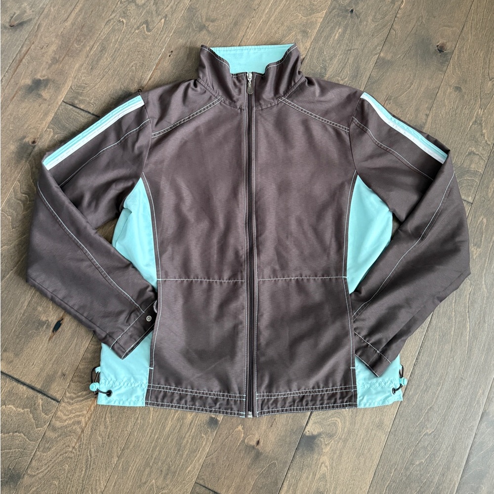 GreenTea Women's Brown and Blue Lightweight Jacket Size Medium